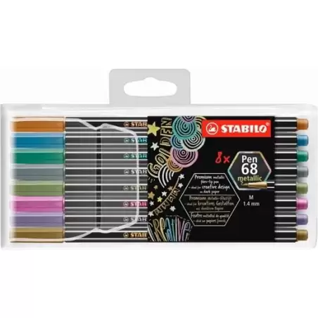 (6808/8-11) STABILO ROTULADORES PEN 68 METALLIC C/SURTIDOS METÁLICOS ESTUCHE DE PLÁSTICO 8 UD