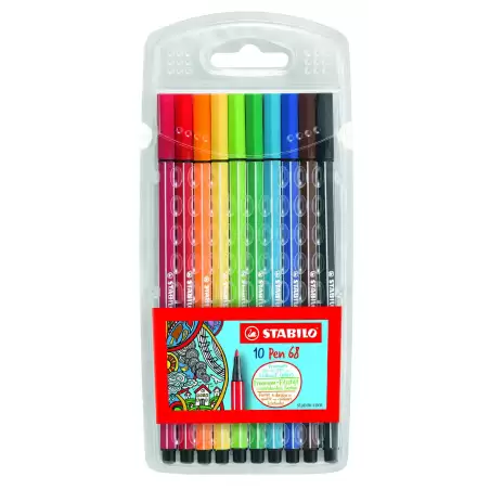 (6810/PL) STABILO ROTULADORES PEN 68 C/SURTIDOS ESTUCHE PLÁSTICO 10 UD