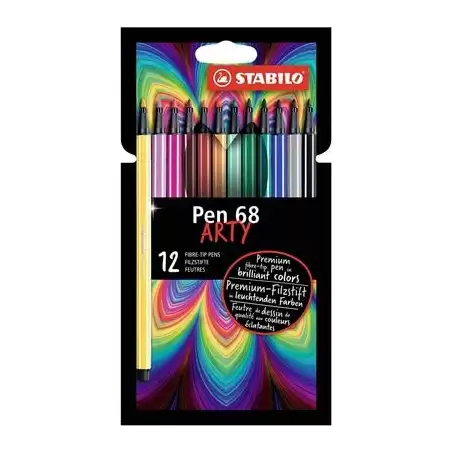 (6812-1-20) STABILO ROTULADORES PEN 68 ARTY C/SURTIDOS INTENSOS ESTUCHE CARTÓN 12 UD