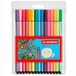 (6815-2) STABILO ROTULADORES PEN 68 COLORES SURTIDOS 10 ESTÁNDAR + 5 NEÓN ESTUCHE 15 UD