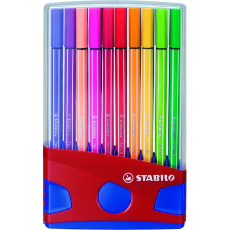 (6820-04) STABILO ROTULADOR PEN 68 COLORES SURTIDOS ESTUCHE PARADE ROJO 20 UD