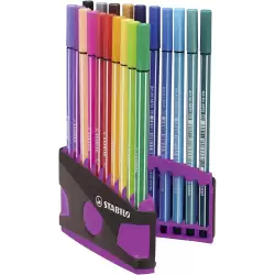 (6820-04-03) STABILO ROTULADOR PEN 68 COLORES SURTIDOS ESTUCHE PARADE ANTRACITA-ROSA 20 UD