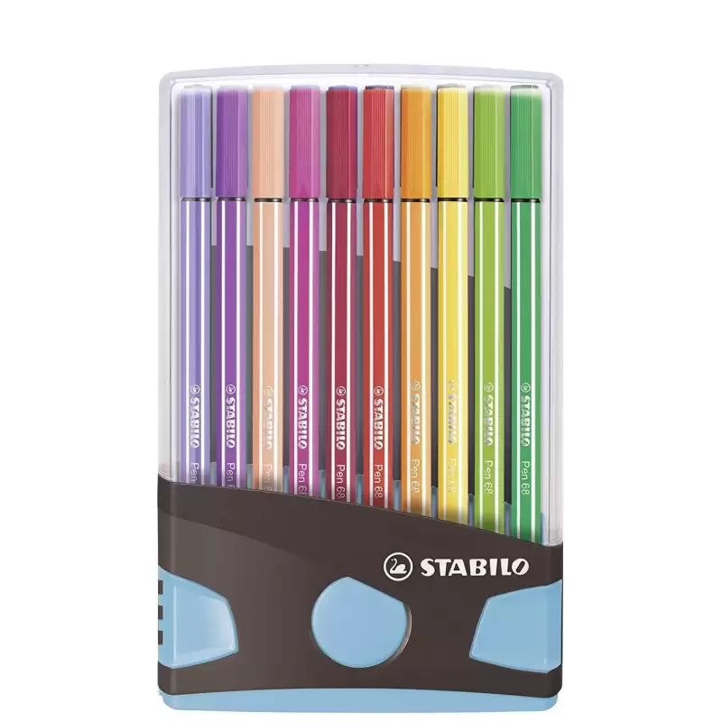 (6820-04-04) STABILO ROTULADOR PEN 68 COLORES SURTIDOS ESTUCHE PARADE ANTRACITA-AZUL 20 UD