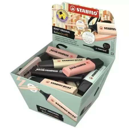 (70/30-2-3) STABILO MARCADOR BOSS ORIGINAL NATURECOLORS SURTIDOS EXPOSITOR CESTA DE CARTÓN 30 UD