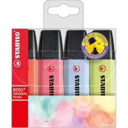 (70/4-3) STABILO BOSS MARCADOR FLUORESCENTE ESTUCHE 4 COLORES PASTEL