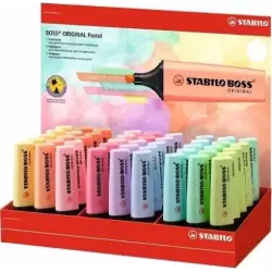 (70/45-4) STABILO MARCADOR FLUORESCENTE BOSS ORIGINAL C/SURTIDOS PASTEL EXPOSITOR 45 UD