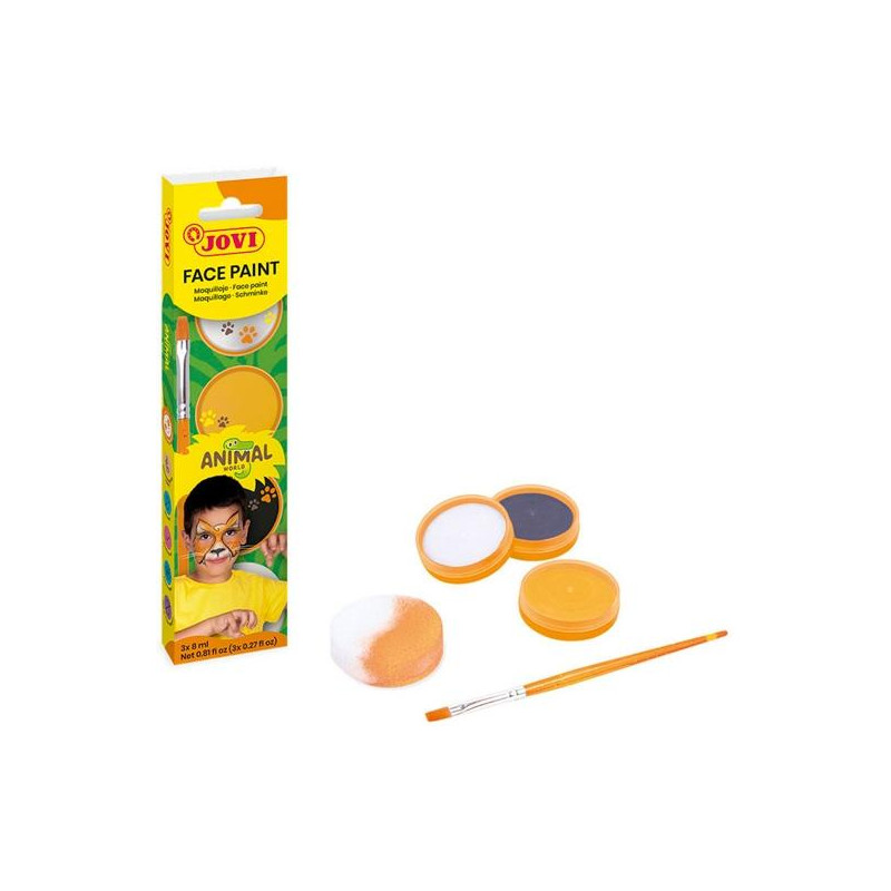 (174AN) JOVI MAQUILLAJE CREMA ESTUCHE 3 BOTES 8ML + ACCESORIOS ANIMALS