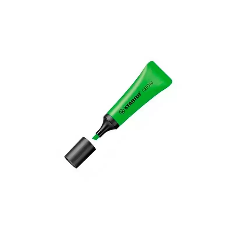 (72/33) STABILO MARCADOR FLUORESCENTE NEON VERDE CAJA 10 UD