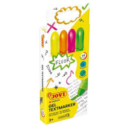 (1810) JOVI MARCADOR FLUORESCENTE GEL TEXTMARKER NEON DE GEL EN STICK 140MM C/SURTIDOS ESTUCHE 4 UD