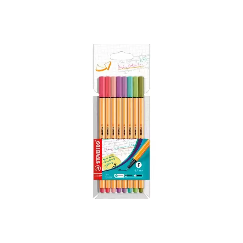 (88/8-04) STABILO ROTULADORES POINT 88 C/SURTIDOS PASTEL ESTUCHE 8 UD