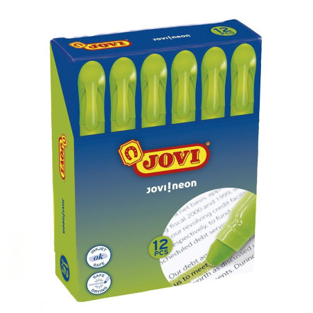 (1818) JOVI MARCADOR FLUORESCENTE JOVI!NEON DE GEL EN STICK 140MM VERDE CAJA 12 UD