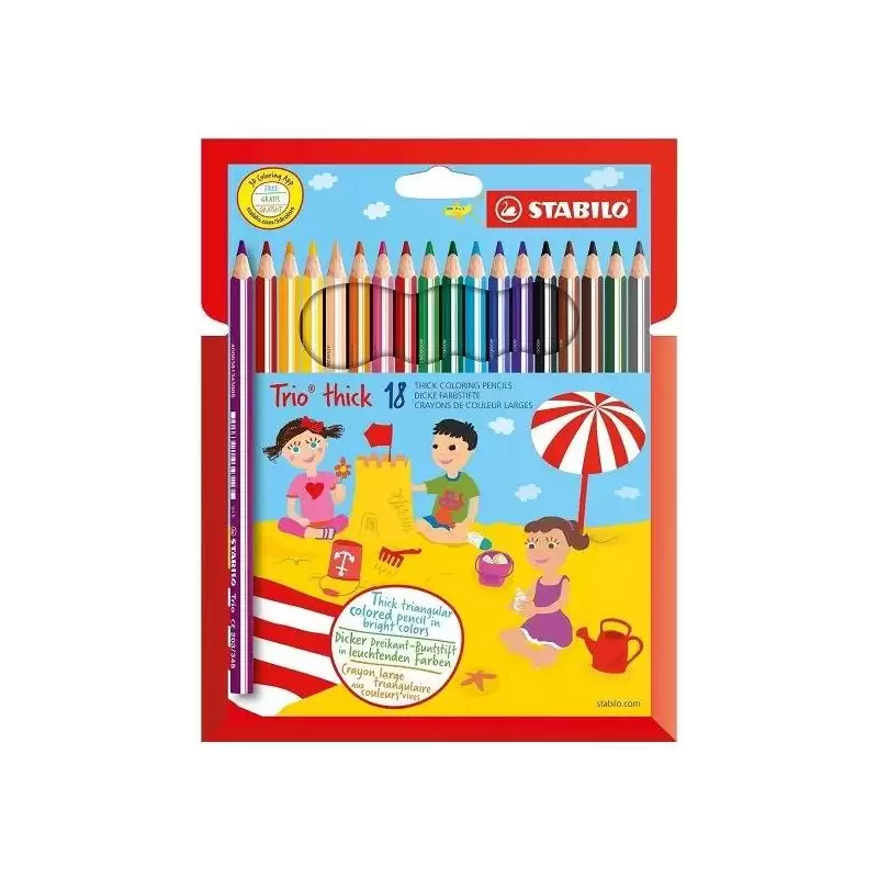 (203/18-01) STABILO LÁPICES DE COLORES TRIO THICK C/SURTIDOS ESTUCHE 18 UD