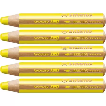 (880/205) STABILO LÁPICES DE COLORES WOODY 3 EN 1 AMRILLO ESTUCHE 5 UD