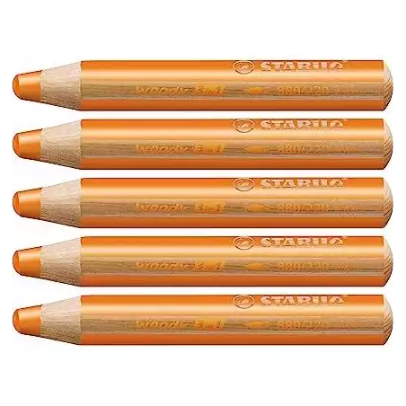 (880/220) STABILO LÁPICES DE COLORES WOODY 3 EN 1 NARANJA ESTUCHE 5 UD