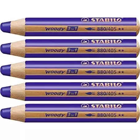 (880/405) STABILO LÁPICES DE COLORES WOODY 3 EN 1 AZUL ULTRAMAR ESTUCHE 5 UD