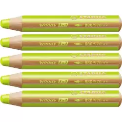 (880/570) STABILO LÁPICES DE COLORES WOODY 3 EN 1 VERDE HOJA ESTUCHE 5 UD