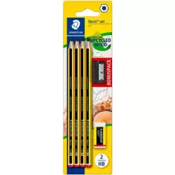 (120 SBK8P1) STAEDTLER BLÍSTER CON 8 LÁPICES NORIS 120-2 + UNA GOMA NORIS 526 N40 + REGALO DE 1 AFILALÁPICES SIMPLE DE PLÁSTICO