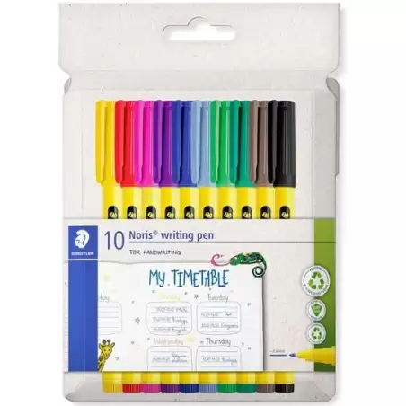 (307 C10) STAEDTLER ROTULADORES NORIS WRITING PEN 307 PUNTA FINA C/SURTIDOS ESTUCHE 10 UD