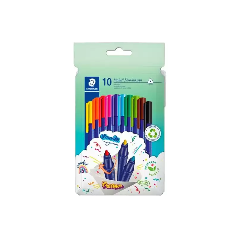 (323 C10) STAEDTLER ROTULADOR TRIPLUS COLOR 323 TRIANGULAR C/SURTIDOS ESTUCHE 10 UD