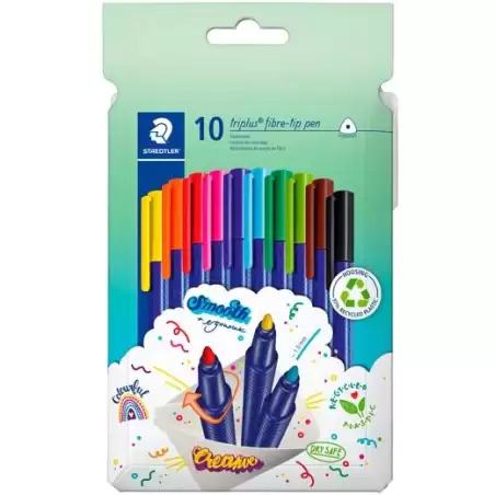 (323 C10) STAEDTLER ROTULADOR TRIPLUS COLOR 323 TRIANGULAR C/SURTIDOS ESTUCHE 10 UD