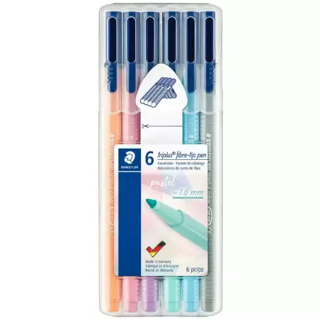 (323SB6CS01) STAEDTLER ROTULADOR TRIPLUS COLOR 323 C/SURTIDOS PASTEL ESTUCHE 6U
