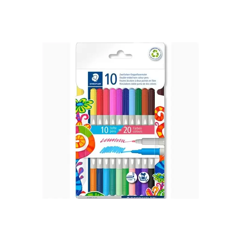 (3280 C10) STAEDTLER ROTULADORES NORIS 3280 DOBLE PUNTA C/SURTIDOS ESTUCHE 10 UD
