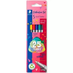 (334 BK5 TA) STAEDTLER ESTUCHE 4+1 ROTULADORES TRIPLUS FINELINER 334 PUNTA SUPERFINA C/SURTIDOS