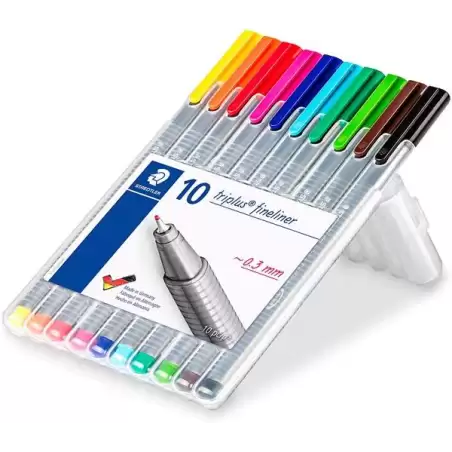 (334 SB10) STAEDTLER ESTUCHE 10 ROTULADORES TRIPLUS FINELINER 334 COLORES SURTIDOS