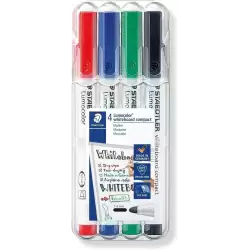 (341 WP4) STAEDTLER ROTULADORES PIZARRA BLANCA LUMOCOLOR PUNTA REDONDA C/SURTIDOS ESTUCHE 4 UD
