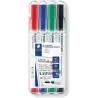 (341 WP4) STAEDTLER ROTULADORES PIZARRA BLANCA LUMOCOLOR PUNTA REDONDA C/SURTIDOS ESTUCHE 4 UD