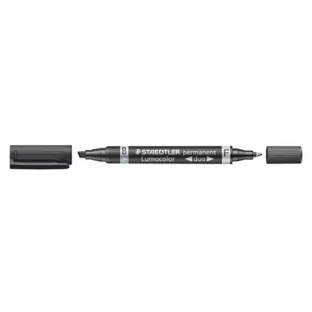 (348 B-9) STAEDTLER MARCADOR PERMANENTE DÚO LUMOCOLOR 348 B DOBLE PUNTA FINA/BISELADA NEGRO