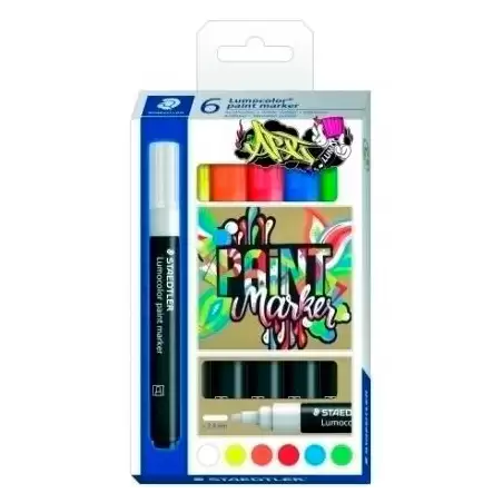 (349 C6) STAEDTLER MARCADOR ESPECIAL LUMOCOLOR 349 PERMANENTE C/SURTIDOS ESTUCHE 6 UD