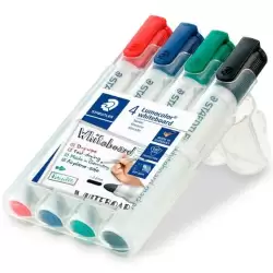 (351 WP4) STAEDTLER ROTULADORES PIZARRA BLANCA LUMOCOLOR PUNTA REDONDA C/SURTIDOS ESTUCHE 4 UD