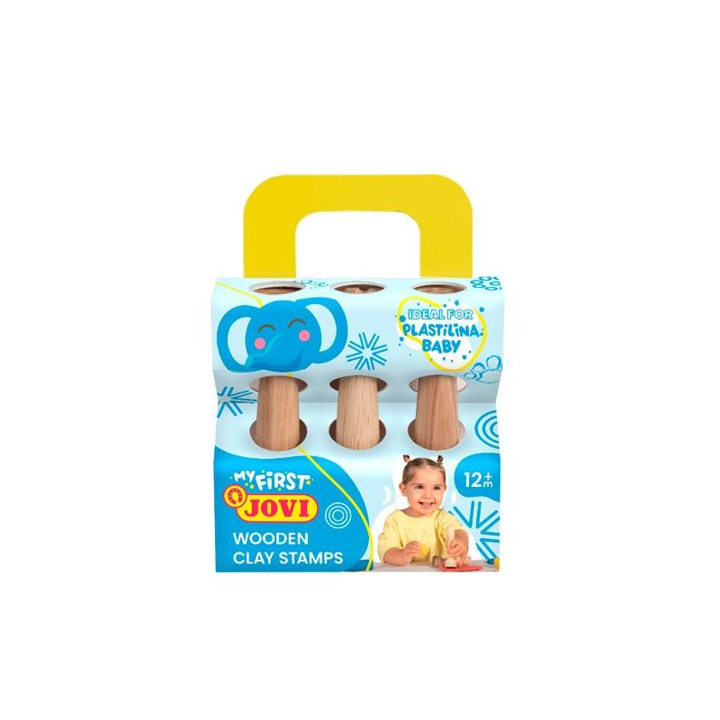(379/3WS) JOVI MALETÍN DE MODELAJE MY FIRST PLASTILINA BABY CON 3 SELLOS DE MADERA DIFERENTES TEXTURAS +12M