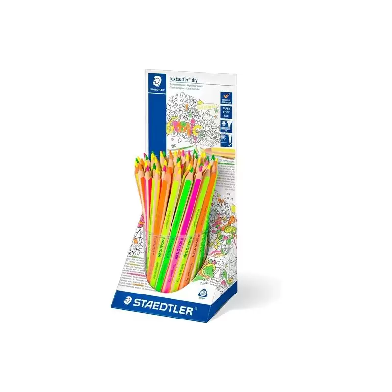 (128 64KP48) STAEDTLER LÁPICES DE COLORES TEXTSURFER DRY FLUORESCENTES SURTIDOS EXPOSITOR 48 UD
