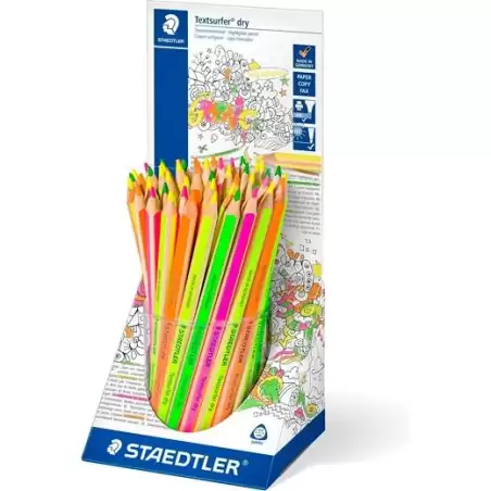 (128 64KP48) STAEDTLER LÁPICES DE COLORES TEXTSURFER DRY FLUORESCENTES SURTIDOS EXPOSITOR 48 UD