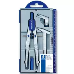 (550 02) STAEDTLER SET DE COMPÁS ESCOLAR NORIS 550 ESTUCHE CON RUEDA CENTRAL ALARGADERA Y ADAPTADOR UNIVERSAL