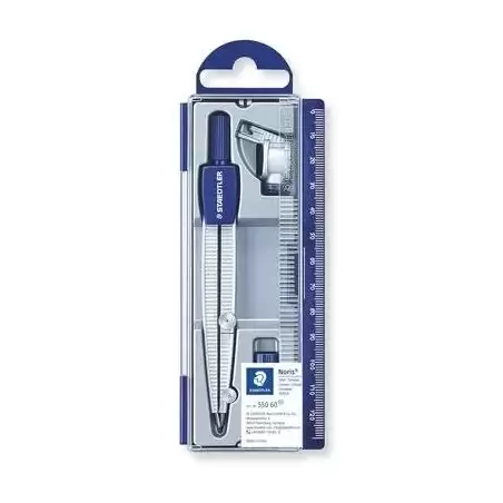 (550 60) STAEDTLER COMPÁS ESCOLAR NORIS 550 CON TUBO DE MINAS Y ADAPTADOR UNIVERSAL