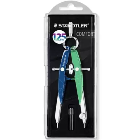 (556 00-MA1) STAEDTLER COMPÁS METÁLICO DE PRECISIÓN MARS CON AJUSTE POR RUEDA AZUL/VERDE MENTA