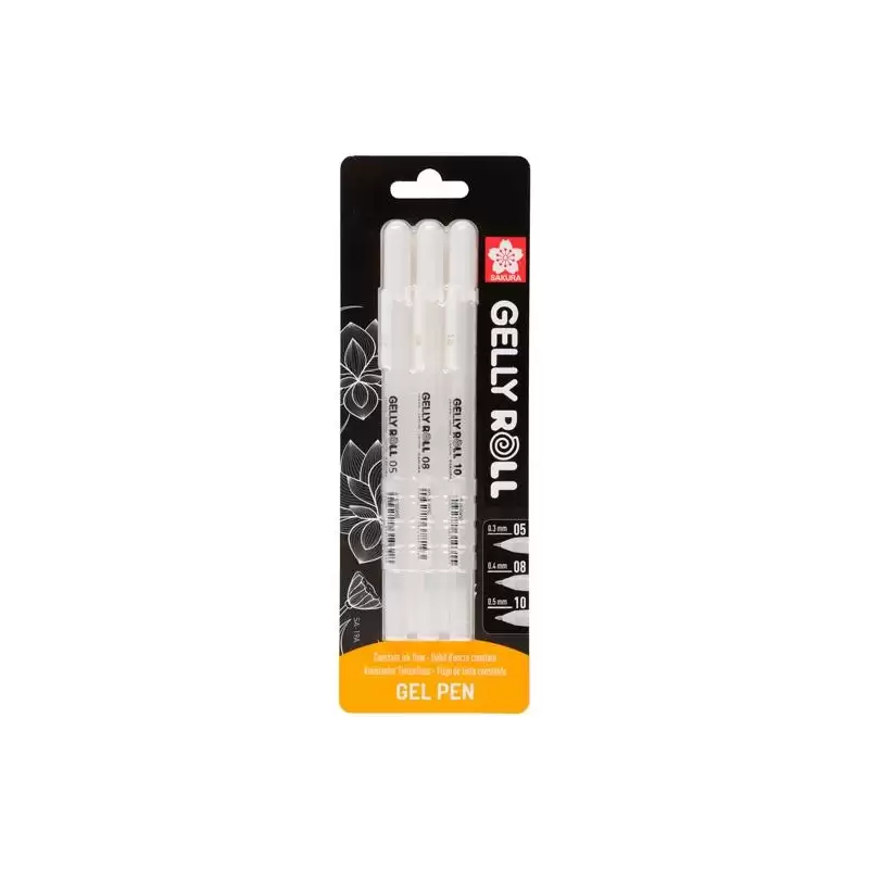 (BLXPGB3A) TALENS SAKURA BLISTER DE 3 BOLÍGRAFOS GELLY ROLL 05/08/10 GEL BRILLANTE BLANCO
