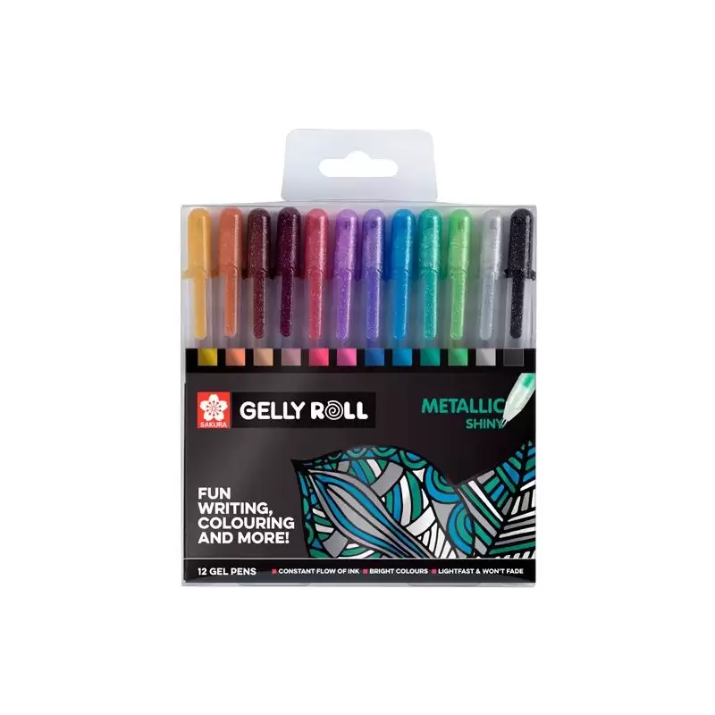 (POXPGBMET12) TALENS SAKURA BOLÍGRAFOS COLECCIÓN EXCLUSIVA GELLY ROLL METALLIC ESTUCHE DE 12 C/SURTIDOS