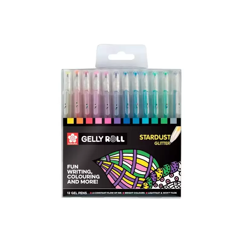 (POXPGBSTA12) TALENS SAKURA BOLÍGRAFOS DE GEL STARDUST GLITTER ESTUCHE DE 12 C/SURTIDOS