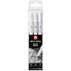 (POXPGBWH3C) TALENS SAKURA BOLÍGRAFOS GELLY WHITE FINO/MEDIO/GRUESO GEL BRILLANTE ESTUCHE DE 3 BLANCO