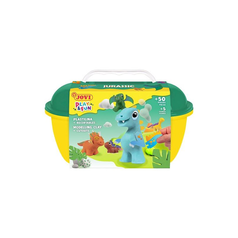 (2201) JOVI PLASTILINA + ACCESORIOS PLAY&FUN COFRE JURASIC