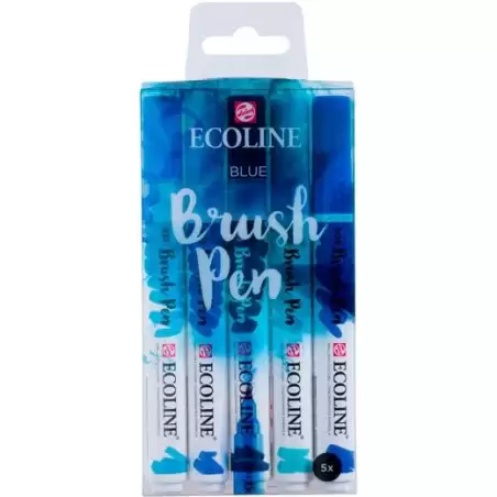 (11509905) TALENS ECOLINE ROTULADORES BRUSH PEN PUNTA PINCEL AZUL ESTUCHE 5 UD
