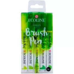 (11509906) TALENS ECOLINE ROTULADORES BRUSH PEN PUNTA PINCEL VERDE ESTUCHE 5 UD