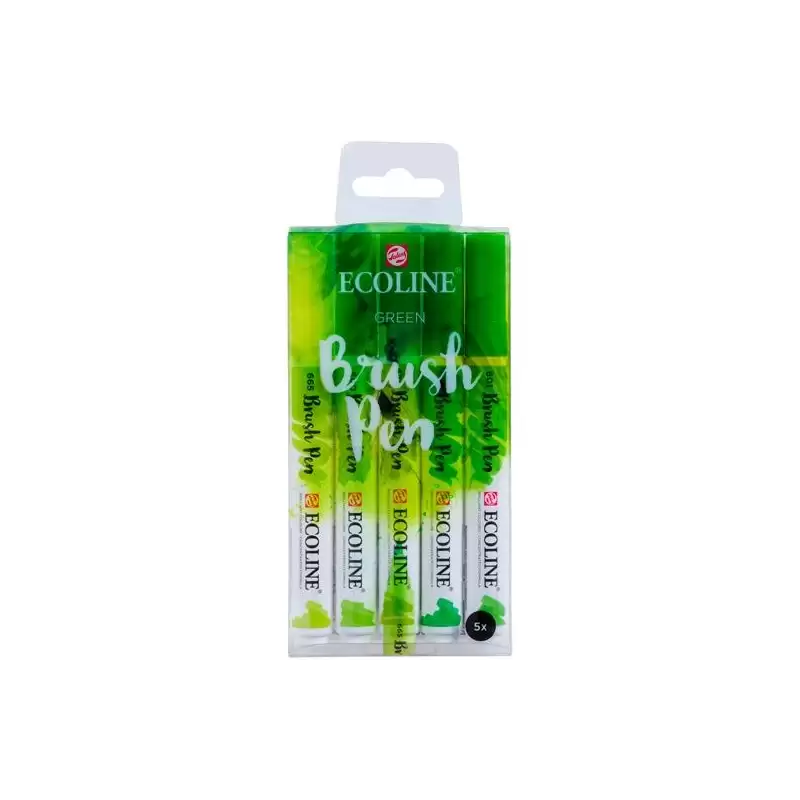 (11509906) TALENS ECOLINE ROTULADORES BRUSH PEN PUNTA PINCEL VERDE ESTUCHE 5 UD