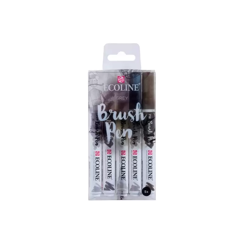 (11509907) TALENS ECOLINE ROTULADORES BRUSH PEN PUNTA PINCEL GRIS ESTUCHE 5 UD