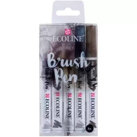 (11509907) TALENS ECOLINE ROTULADORES BRUSH PEN PUNTA PINCEL GRIS ESTUCHE 5 UD