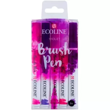 (11509910) TALENS ECOLINE ROTULADORES BRUSH PEN PUNTA PINCEL VIOLETA ESTUCHE 5 UD